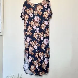Love Kuza | Dresses | Love Kuza Moody Floral Hip Pockets Side Slits Soft  Jersey Stretchy Maxi Dress | Poshmark